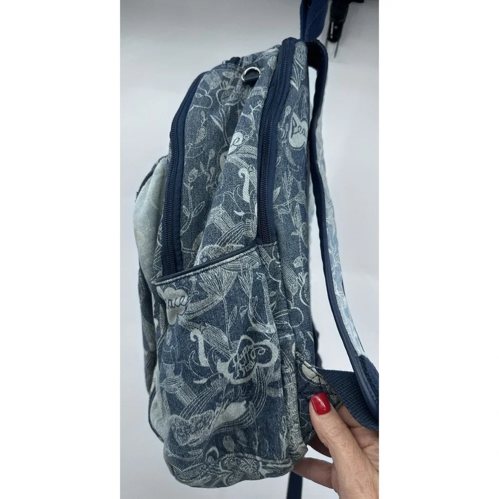 Sakroots Denim Color Block Women's Peace Backpack Multi Pocket Adj Strap Floral